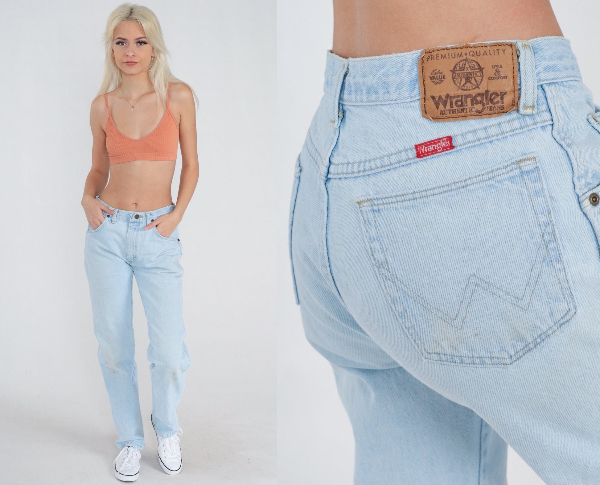 00s Wrangler Mom Jeans Tapered Light Wash Mid Rise Denim Medium 30x32