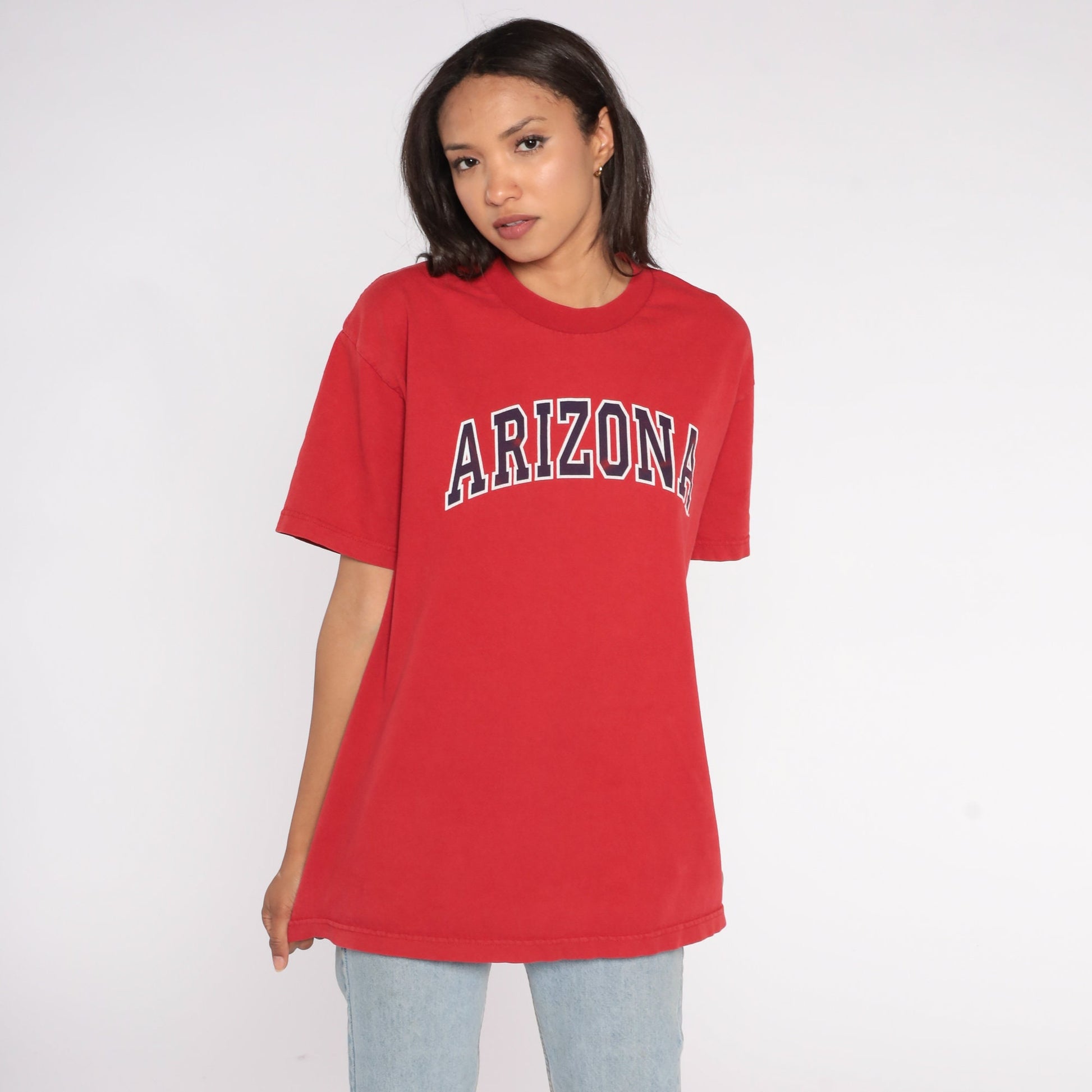 00s University of Arizona Graphic T-Shirt Red Cotton Tee Large
