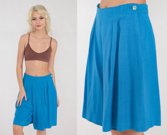 90s Liz Claiborne Blue Wide Leg High Waisted Shorts Medium