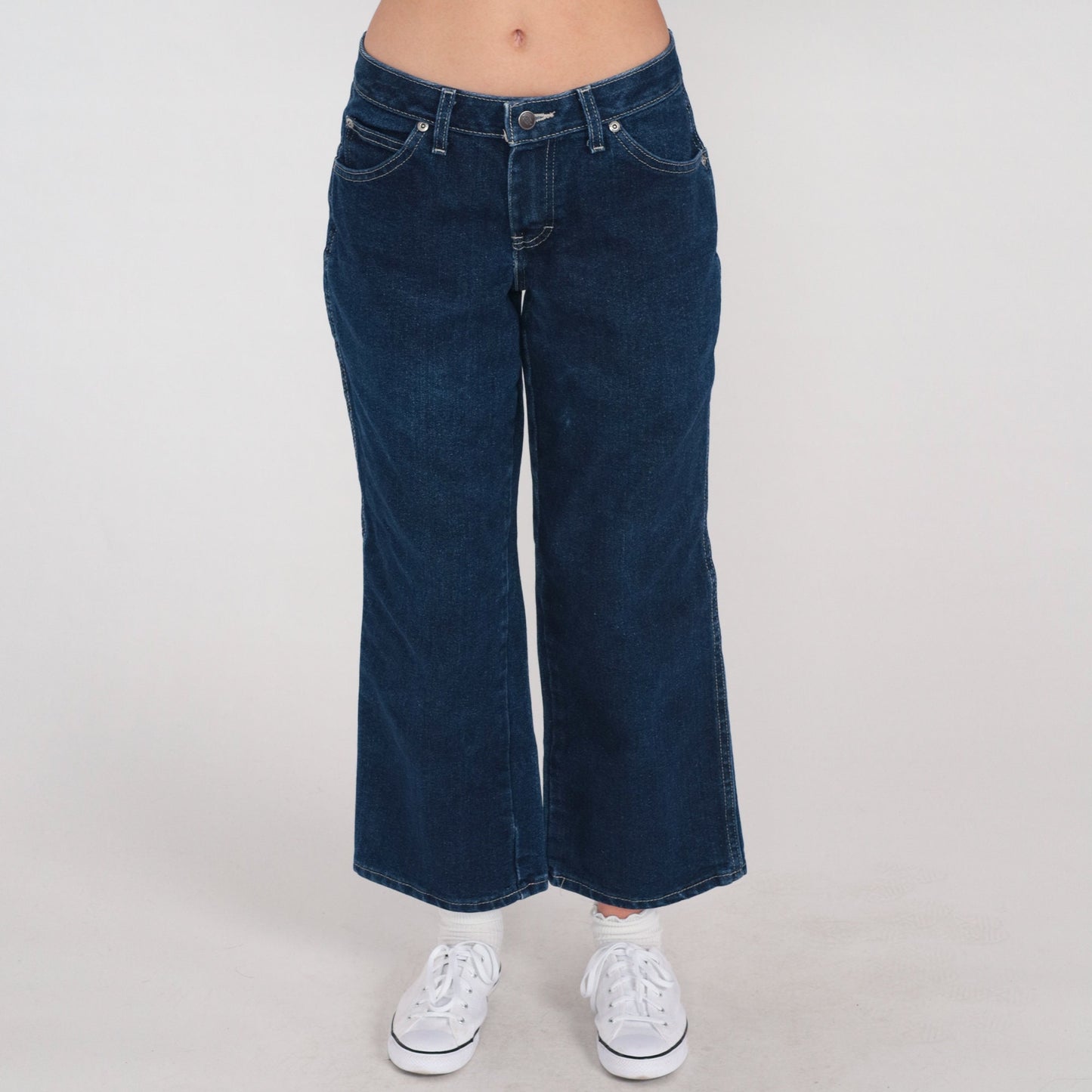 Y2K Dickies Flare Jeans Low Rise Dark Wash Denim Bell Bottom 00s Medium