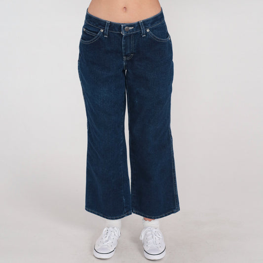 Y2K Dickies Flare Jeans Low Rise Dark Wash Denim Bell Bottom 00s Medium