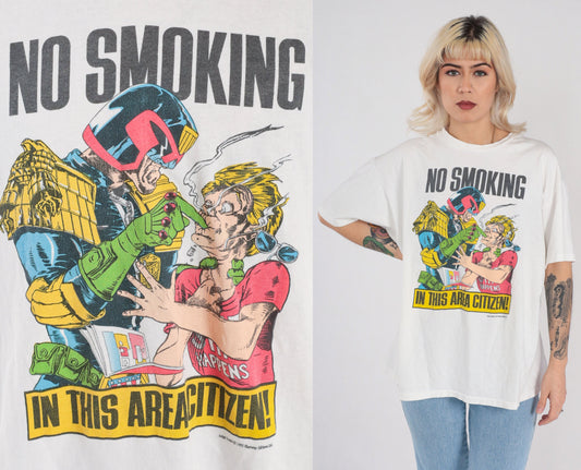 90s Judge Dredd 2000 AD Comics Graphic T-Shirt No Smoking XL