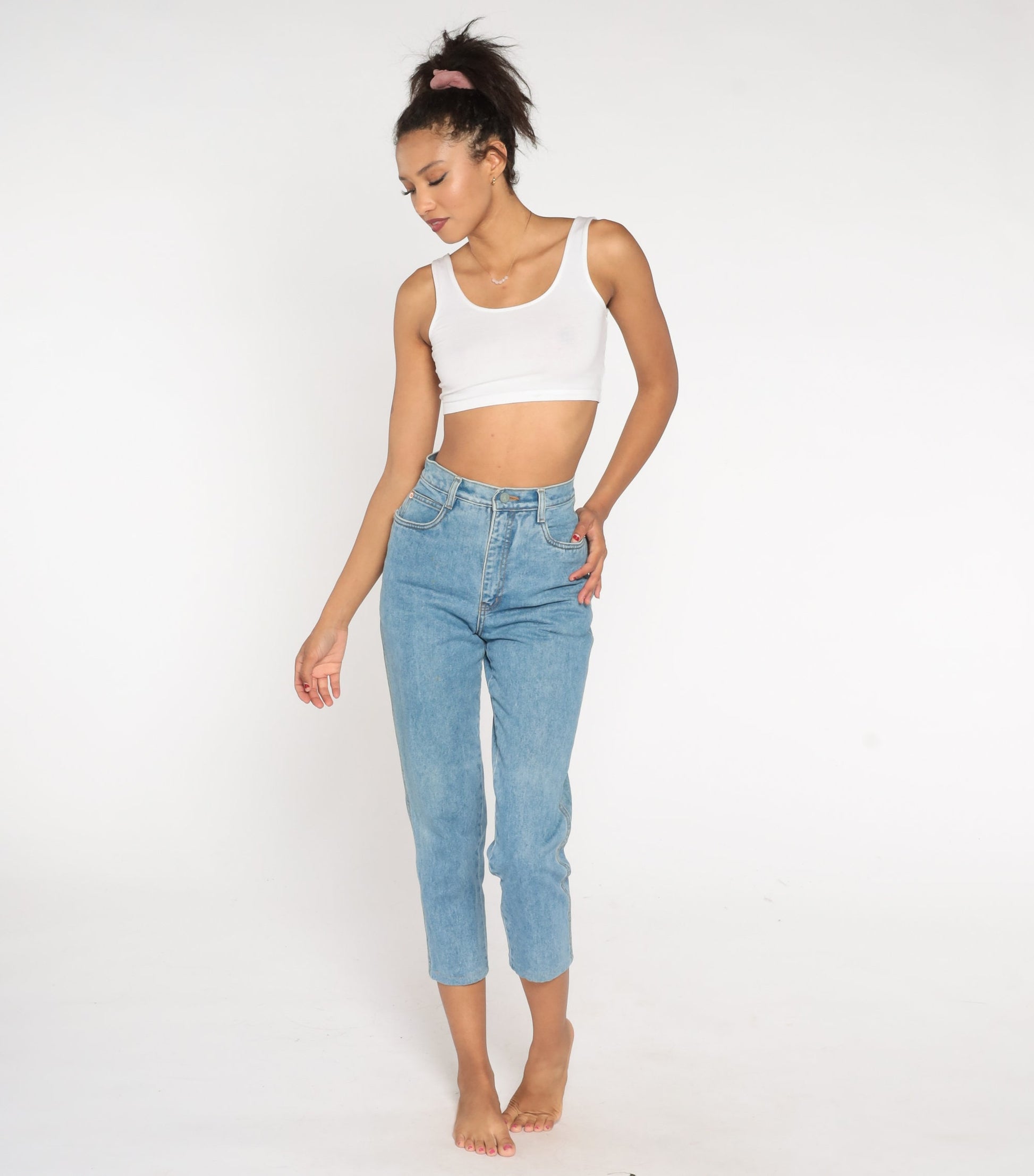 Calvin Klein 90s Mom Jeans Blue Denim High Waist Tapered Small 26