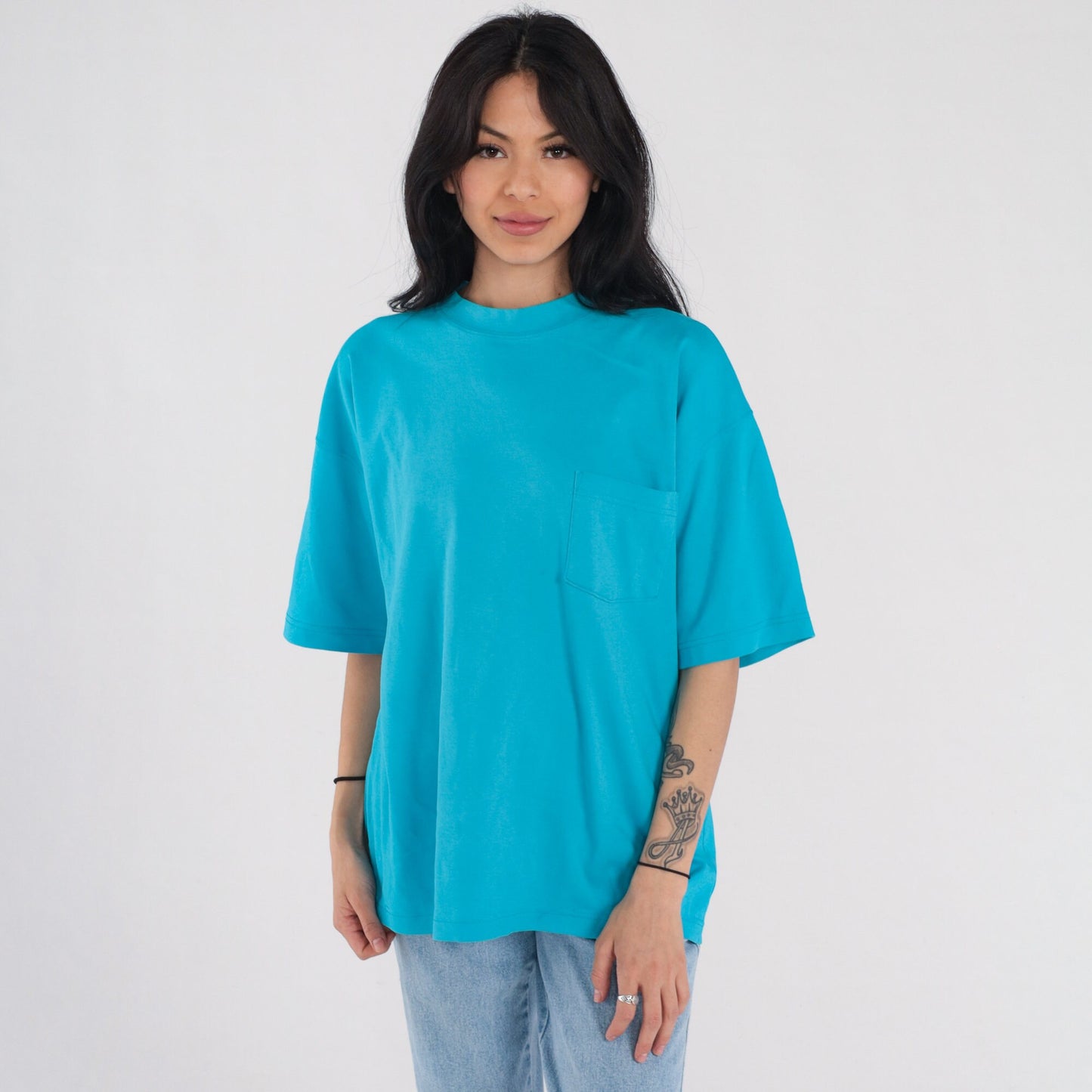 Y2K Eddie Bauer Pocket T-Shirt Blue Cotton Crewneck Medium