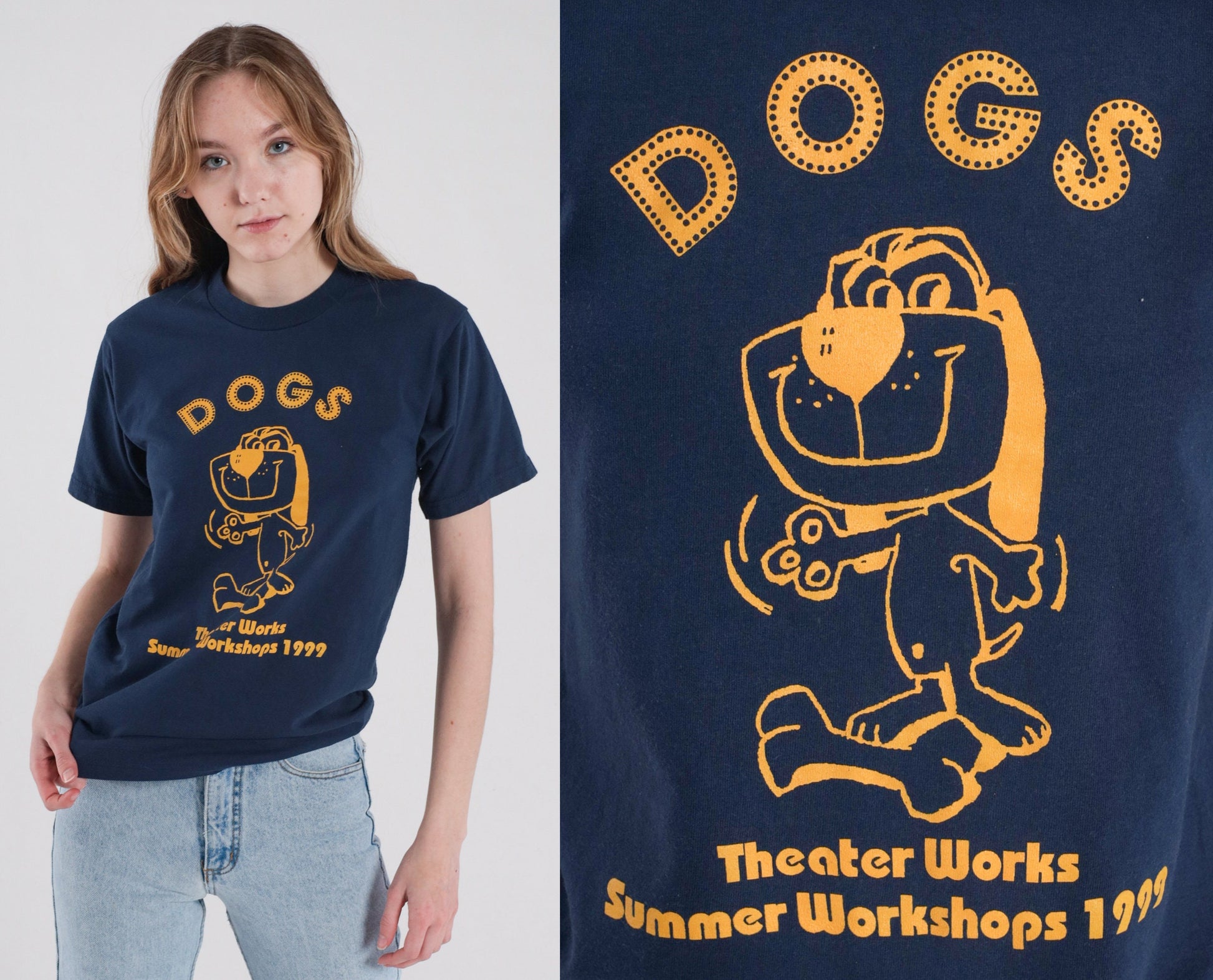 90s Dog's Theaterworks Summer Workshop Graphic Tee Blue XS