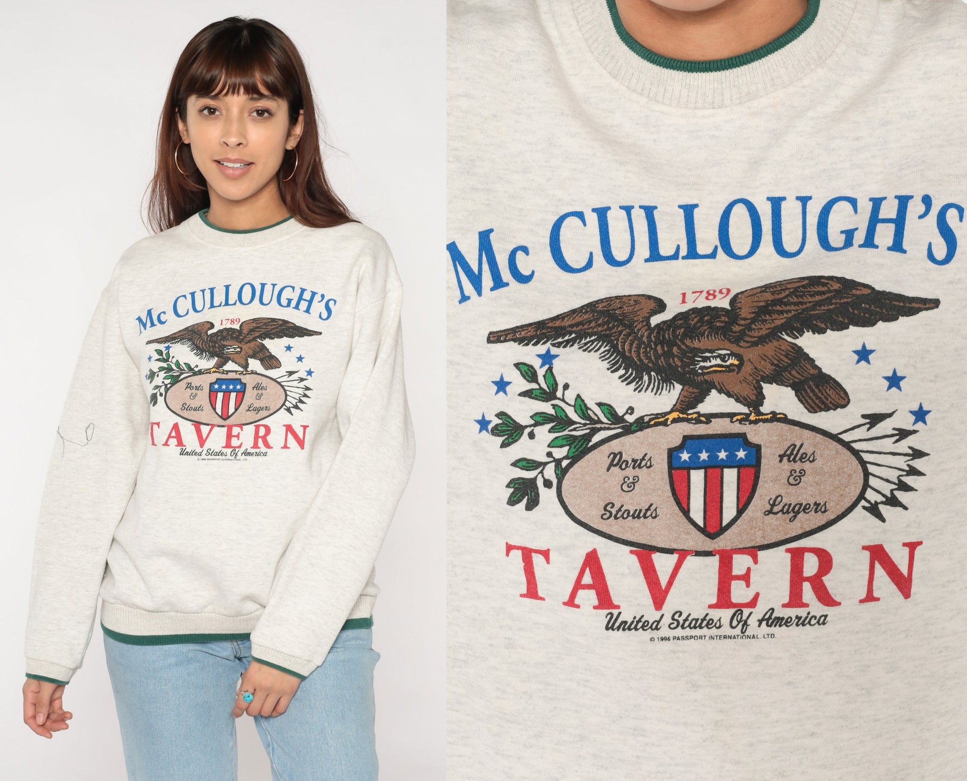 90s McCullough's Tavern Greencastle Pennsylvania Sweatshirt Heather Grey Large