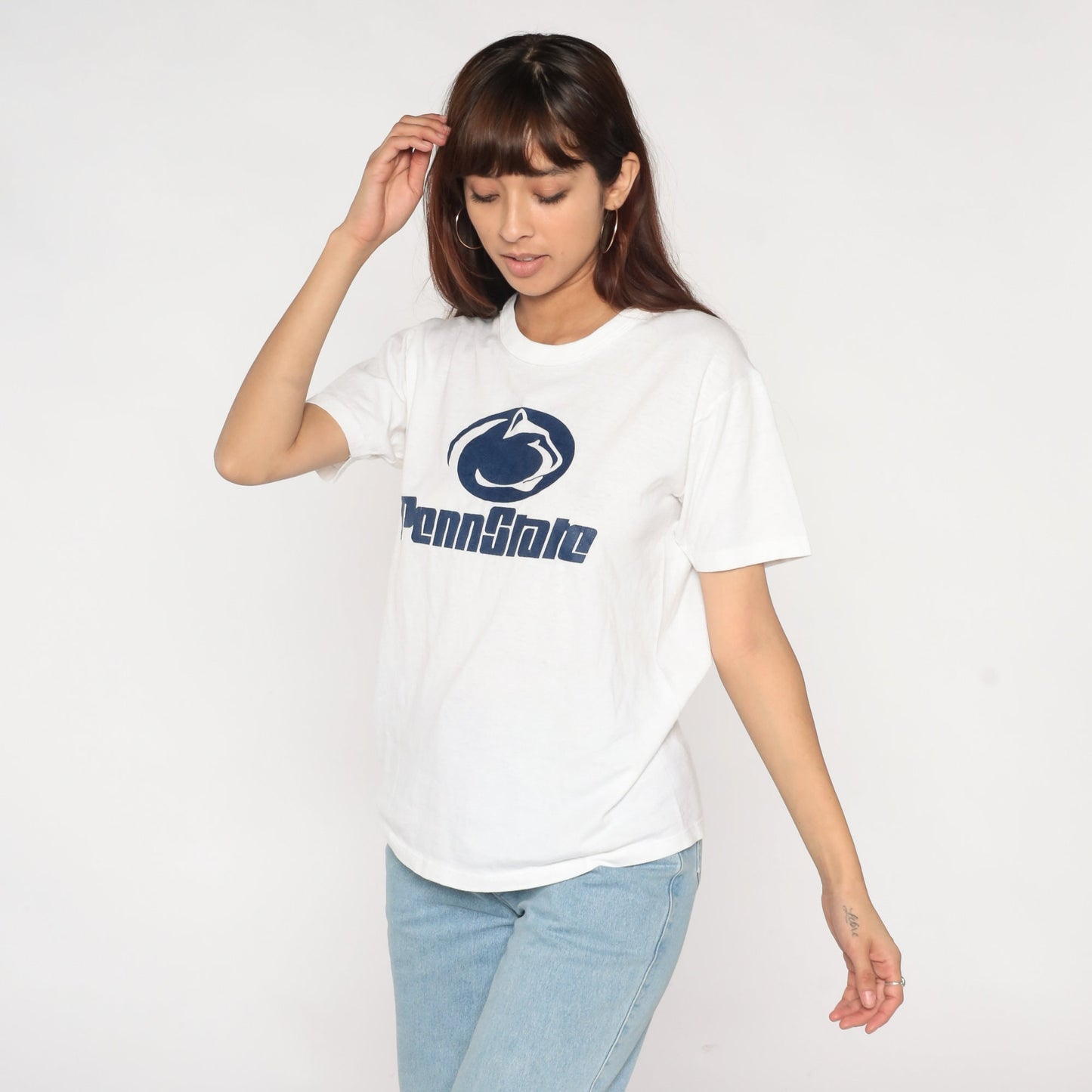 90s Penn State Nittany Lions Graphic T-Shirt White College Football Medium