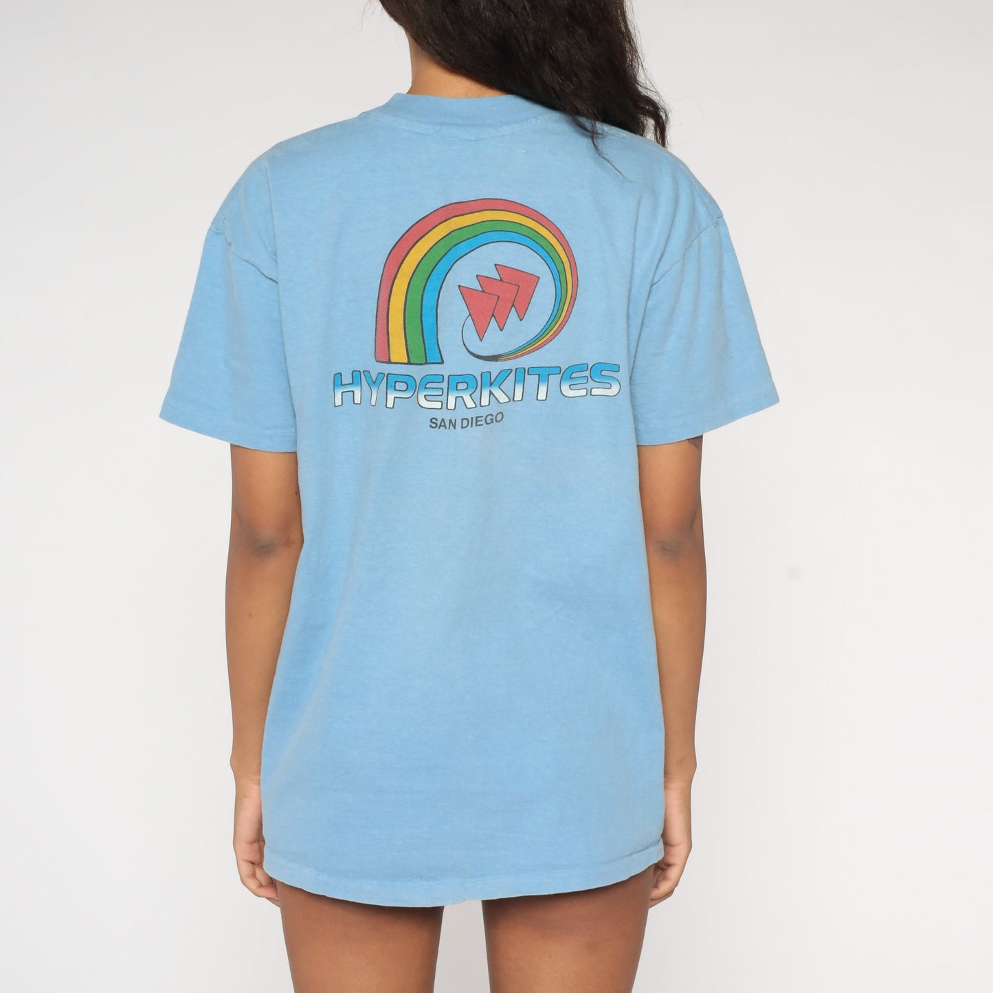 80s Hyperkites San Diego Graphic T-Shirt Blue Cotton Single Stitch Extra Large