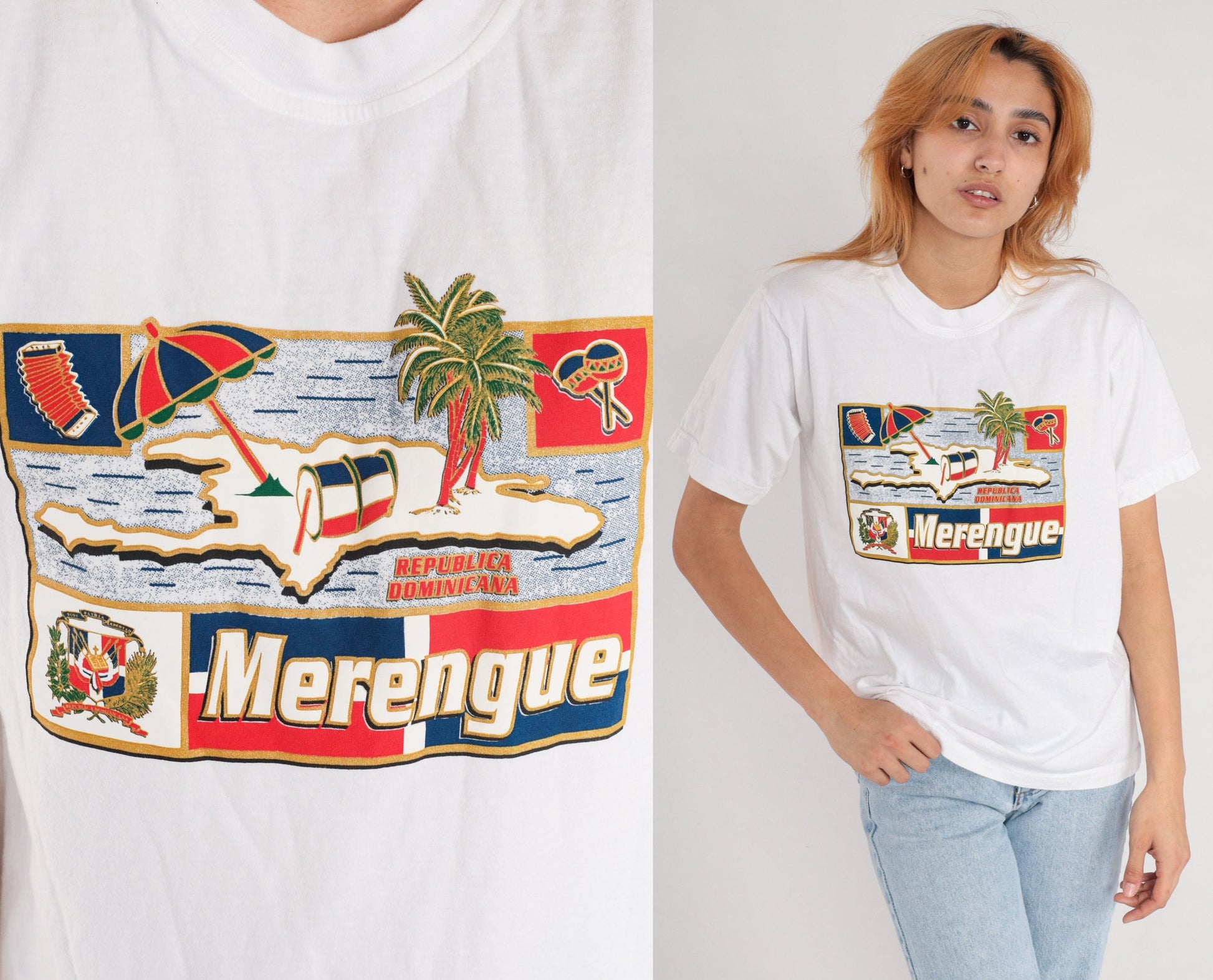 00s Dominican Republic Merengue Music Graphic T-Shirt Cotton Medium