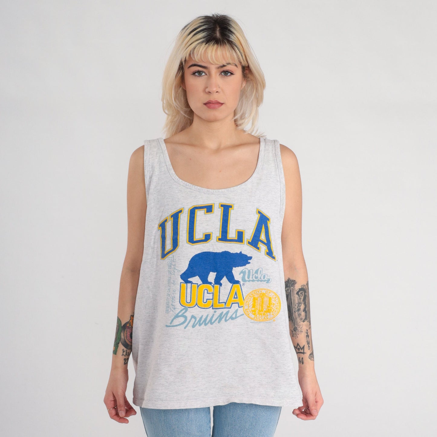 90s UCLA Bruins Tank Top Grey Graphic Single Stitch Extra Large XL