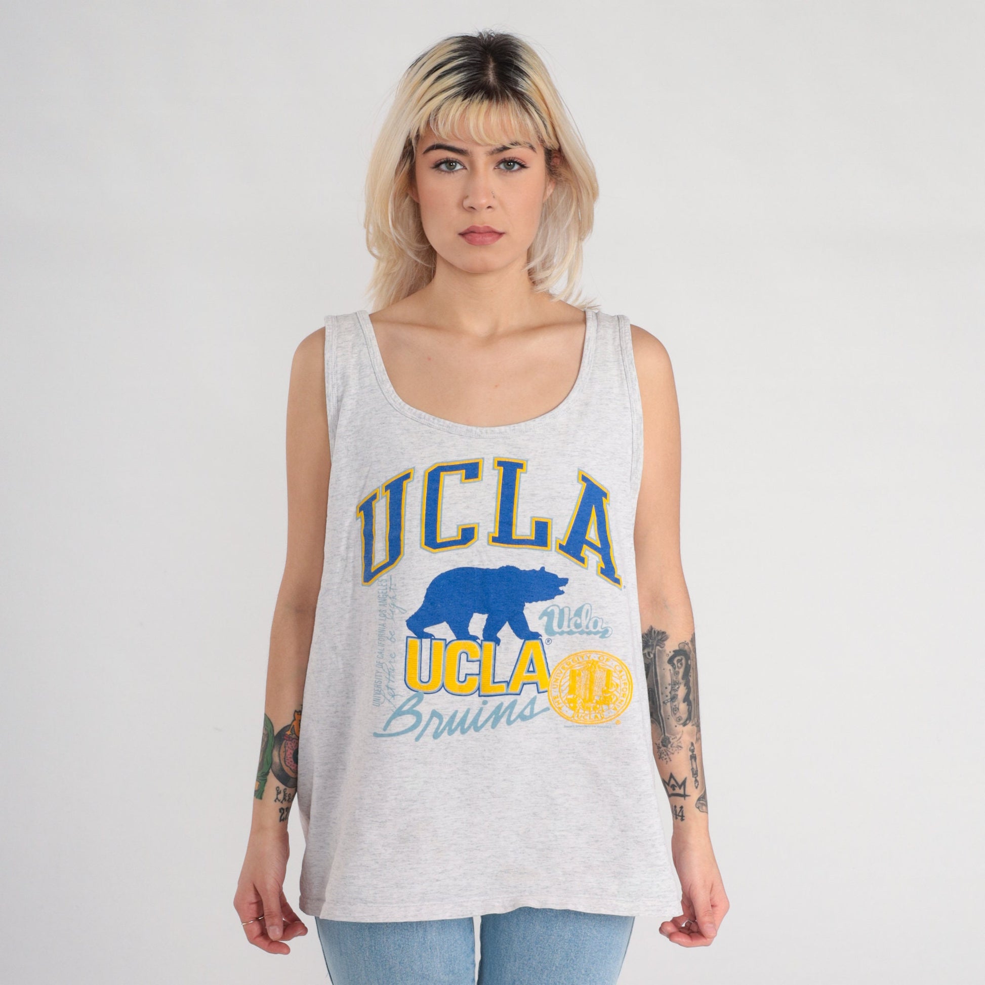 90s UCLA Bruins Tank Top Grey Graphic Single Stitch Extra Large XL