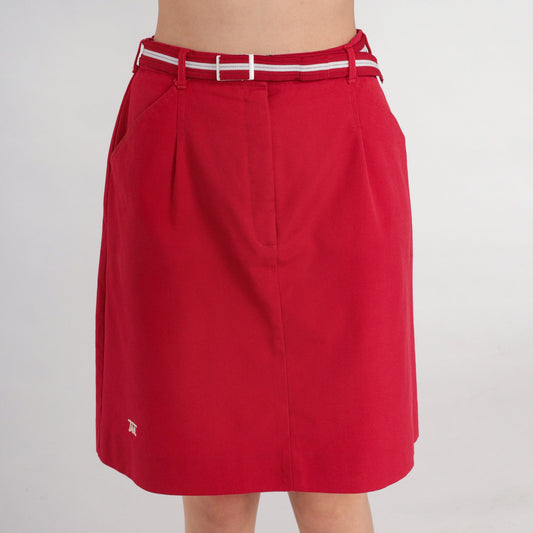 80s Tail Red Mini Skirt Preppy Golf Straight High Waisted Small