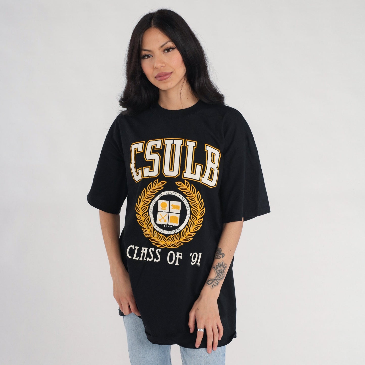 1991 California State University Long Beach Class of '91 Graphic T-Shirt Black Extra Large XL