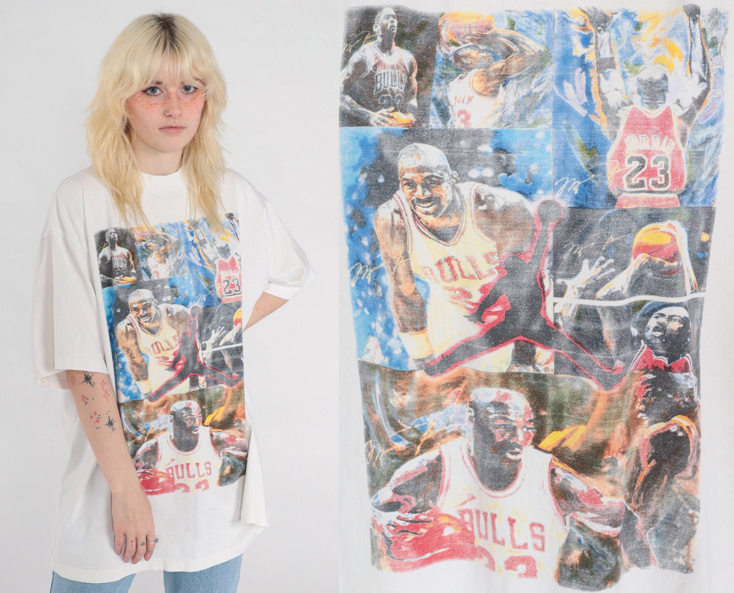 90s Michael Jordan Chicago Bulls NBA Graphic Tee White Cotton XXL