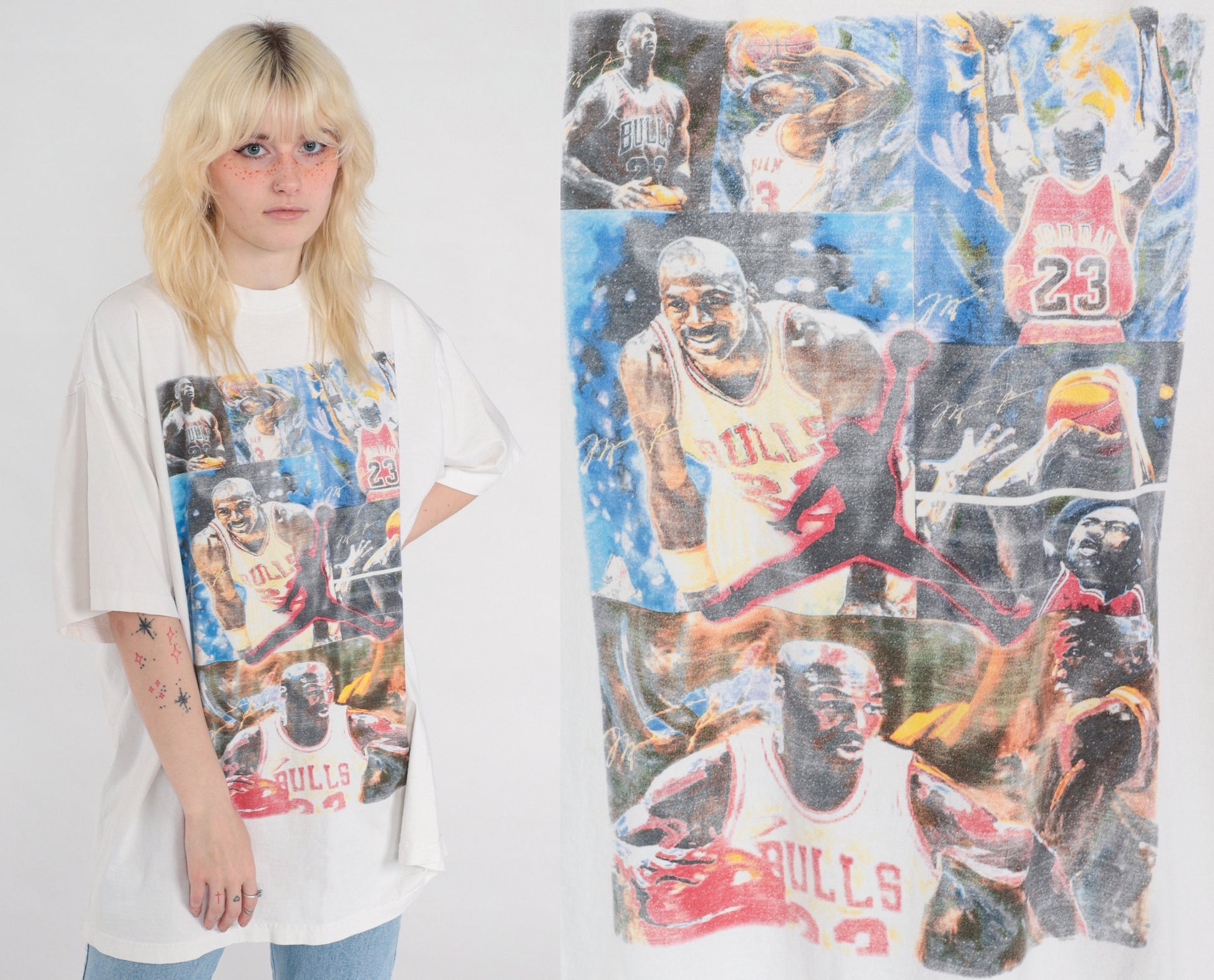 90s Michael Jordan Chicago Bulls NBA Graphic Tee White Cotton XXL