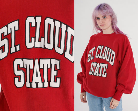 00s St. Cloud State University Champion Sweatshirt Red Crewneck Extra Extra Large XXL
