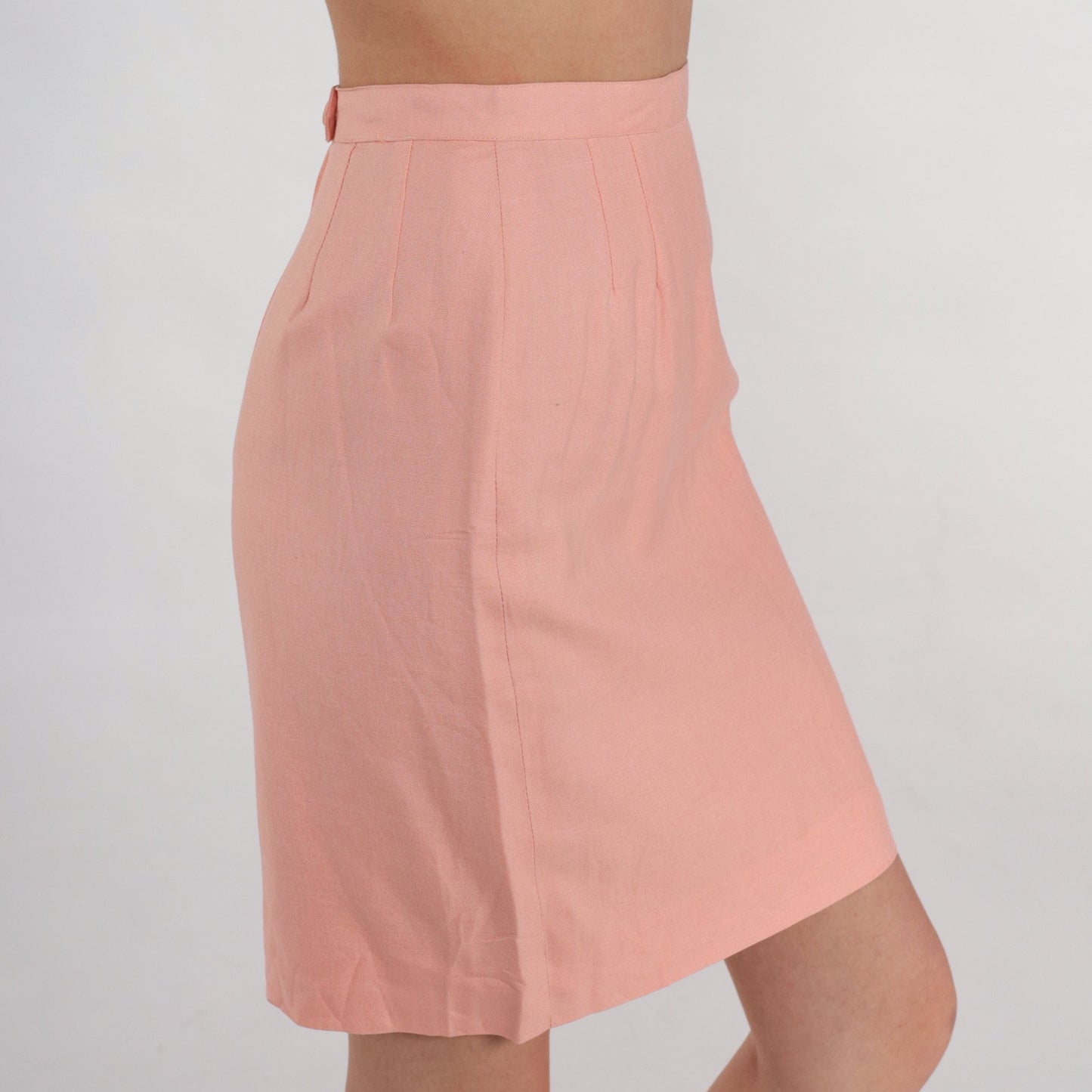 60s Pink Pencil Skirt High Waist Mini Wiggle Zipper Extra Small