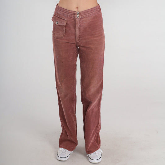 70s Stubbies Brown Corduroy Straight Leg Pants Mid Rise Extra Small