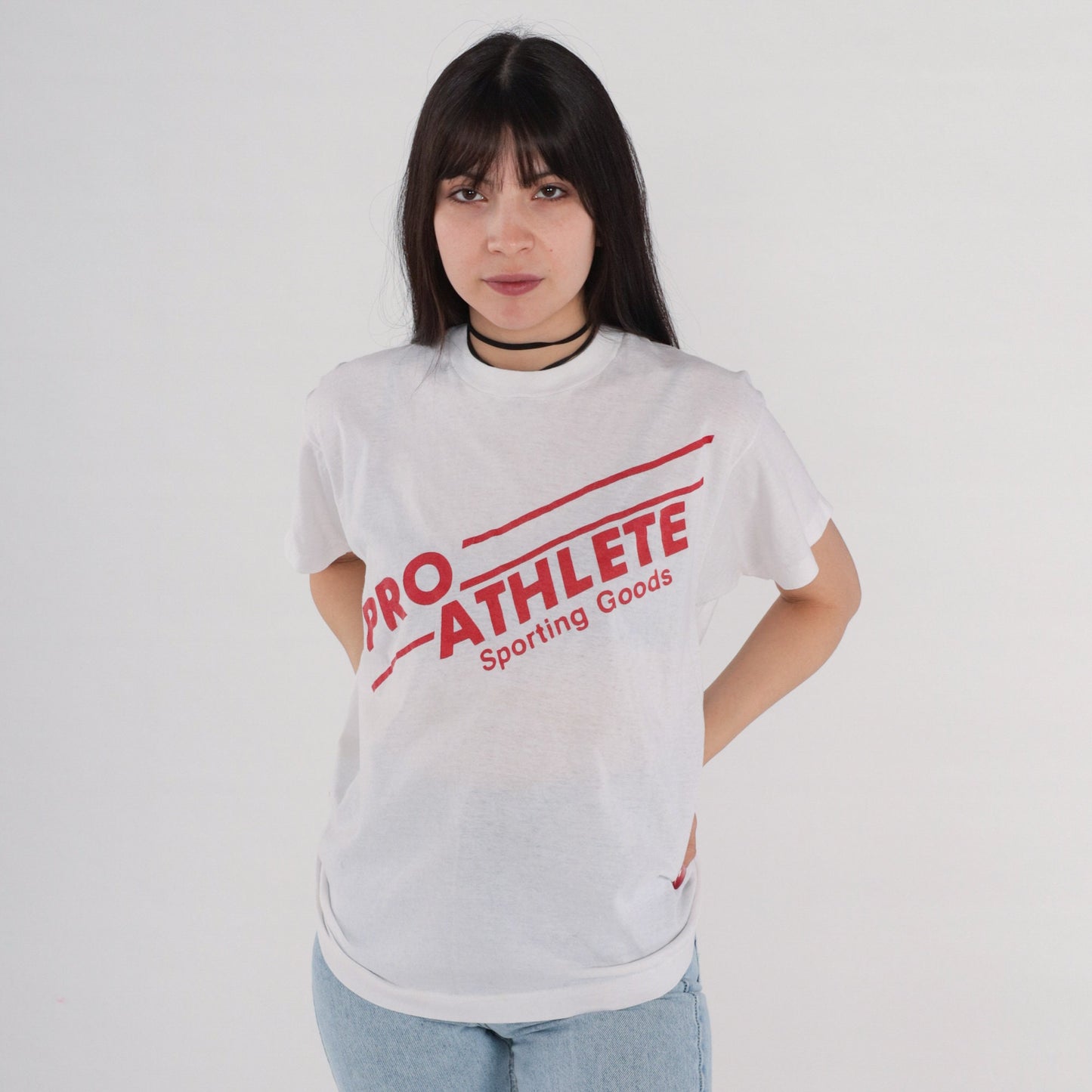 80s Pro Athlete Sporting Goods Graphic T-Shirt White Screen Stars Medium