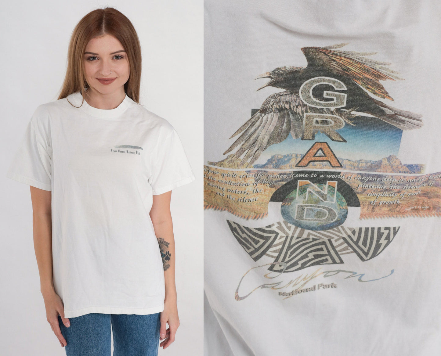 90s Grand Canyon National Park T-Shirt White Graphic Tee Medium M