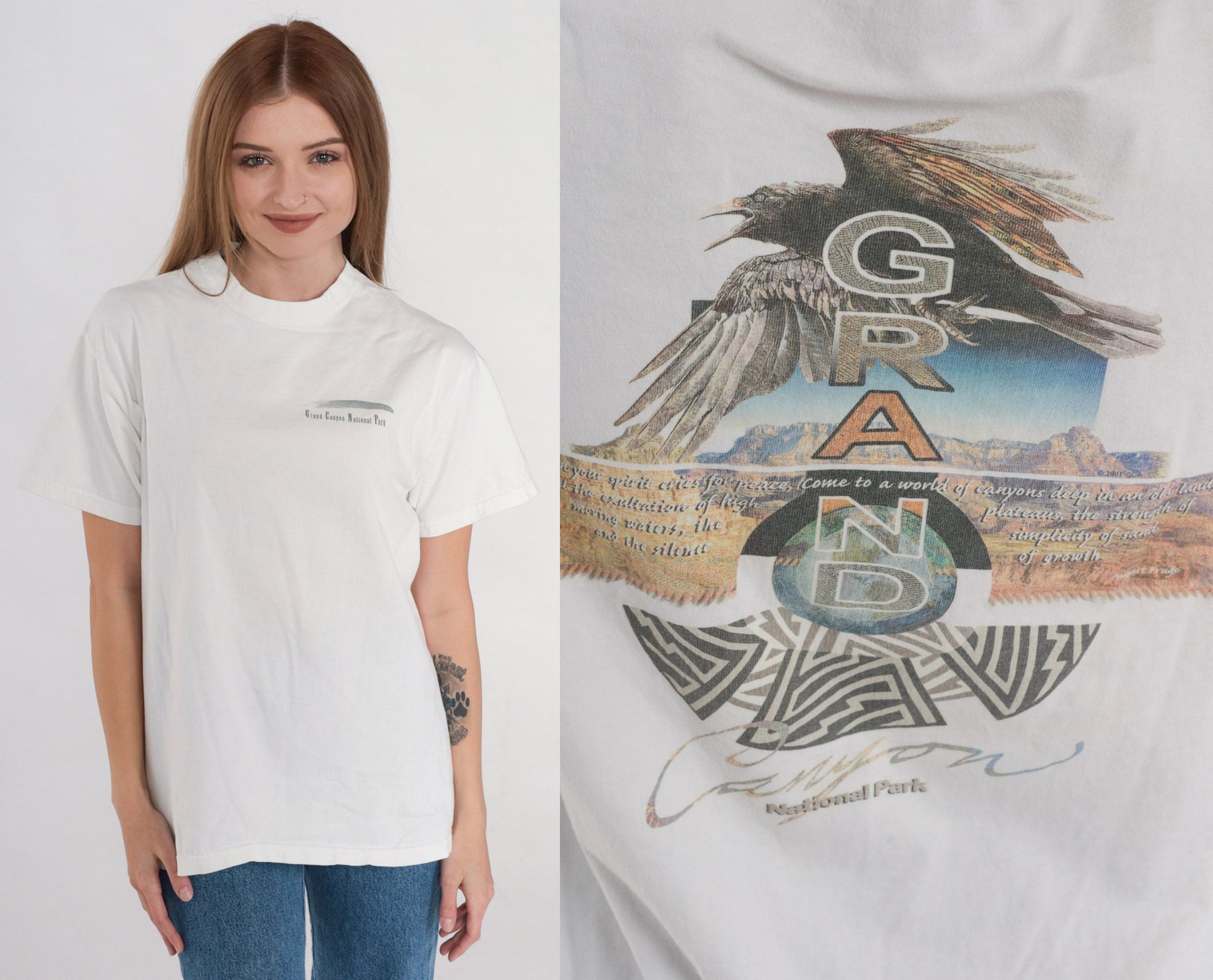 90s Grand Canyon National Park T-Shirt White Graphic Tee Medium M