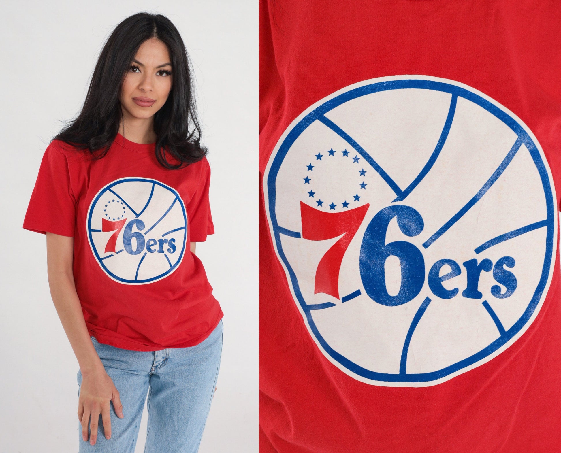 90s 76ers Basketball Piedmont Recreation Department Graphic Tee Red Medium M