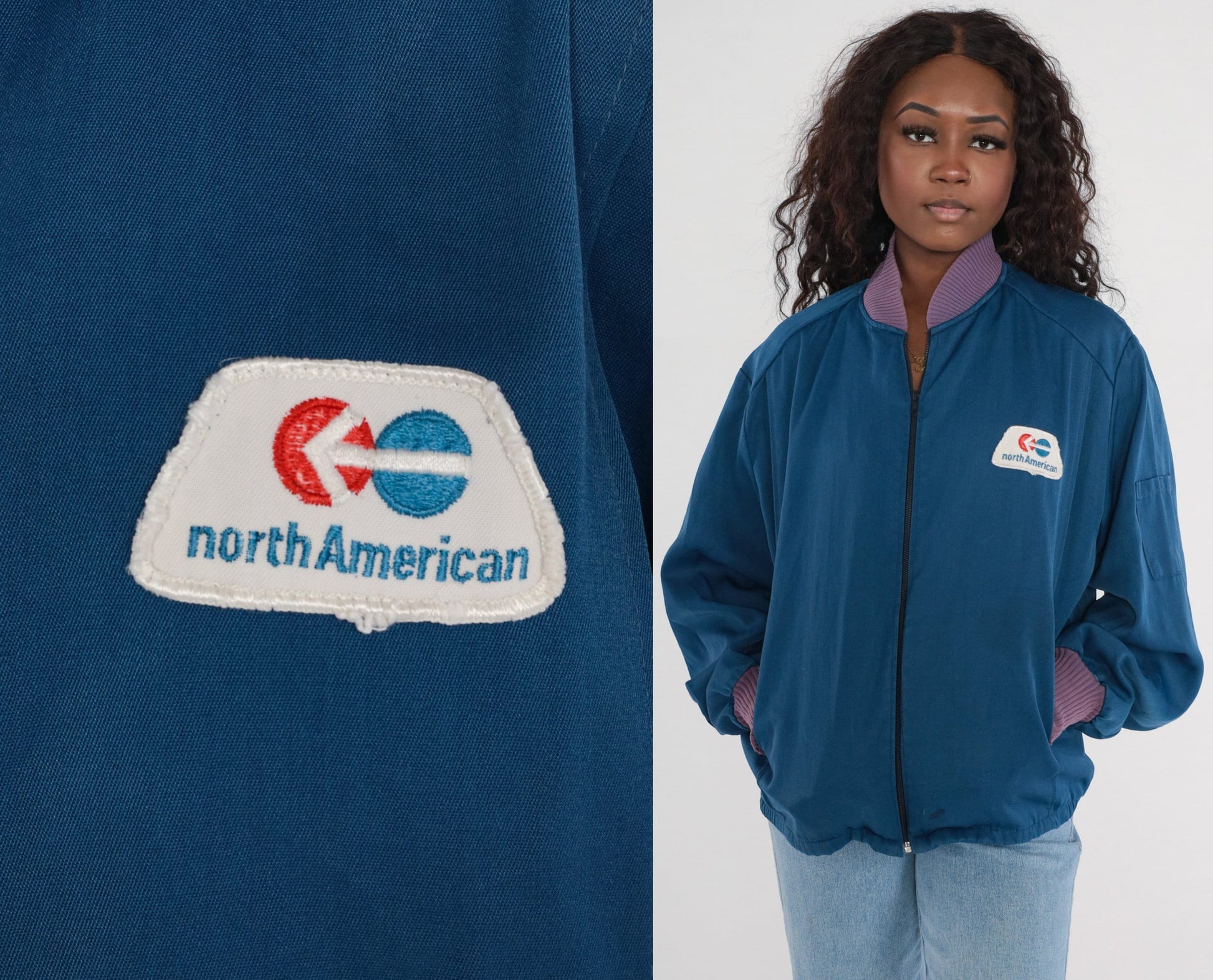 80s North American Van Lines Trucker Jacket Navy Workwear Medium