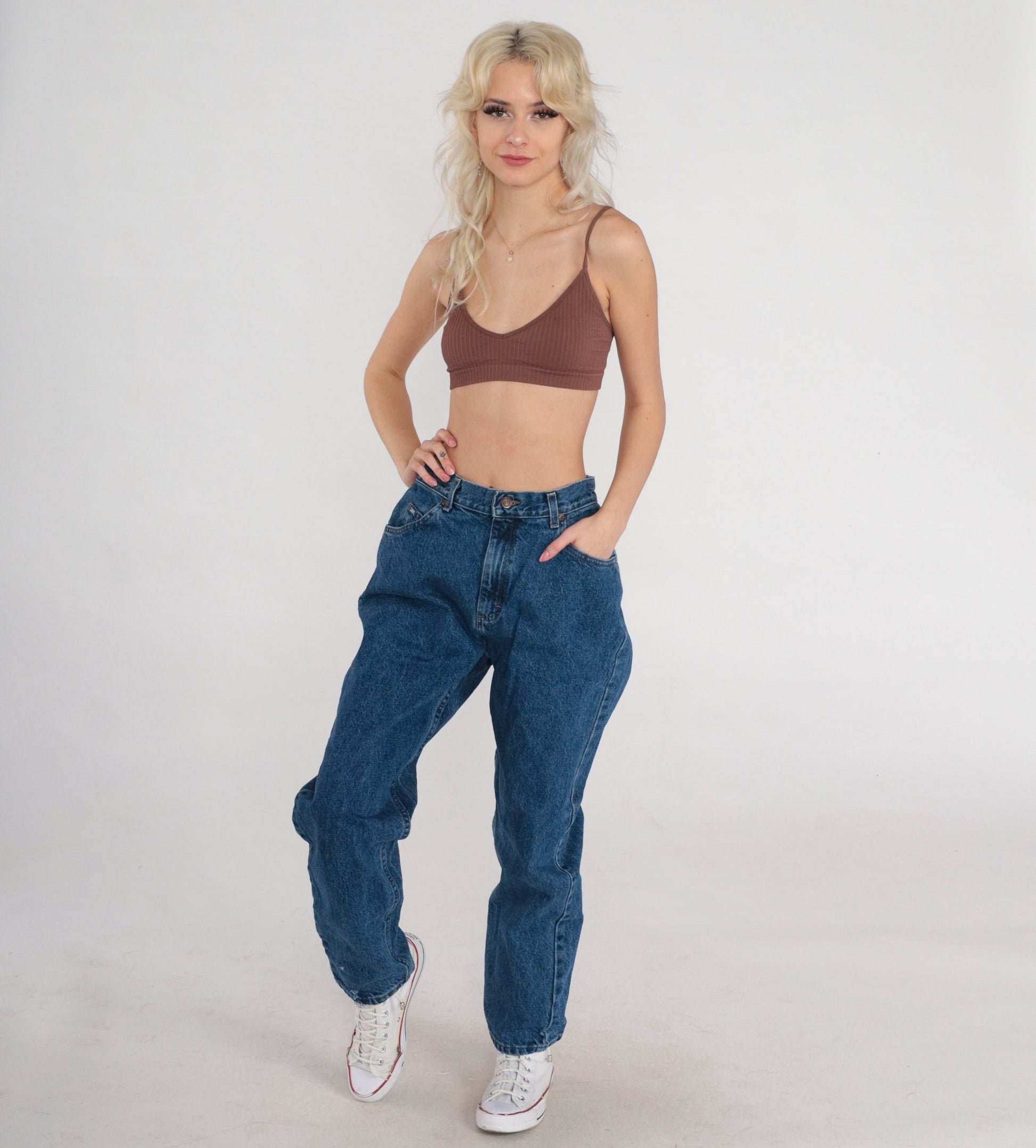 90s Lee High Waist Mom Jeans Dark Wash Straight Leg Denim Large