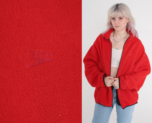 90s Speedo Red Fleece Zip-Up Jacket Extra Large XL