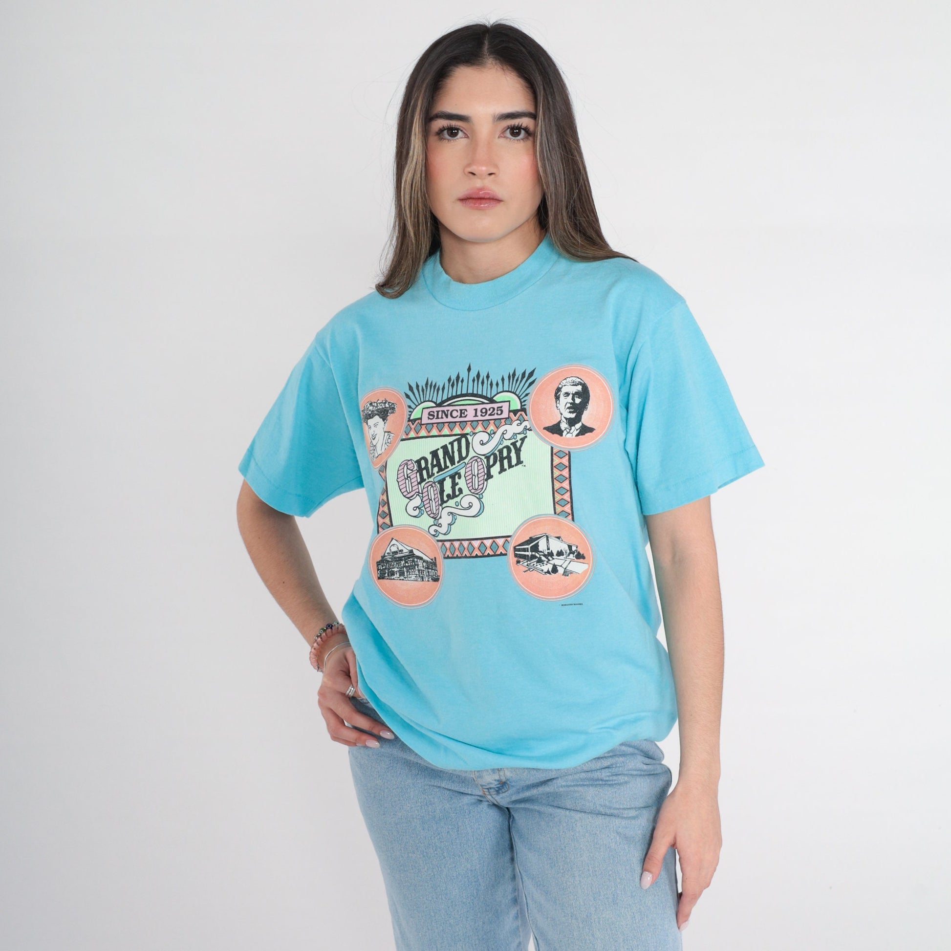 90s Grand Ole Opry Nashville Concert Graphic Tee Blue Single Stitch Medium