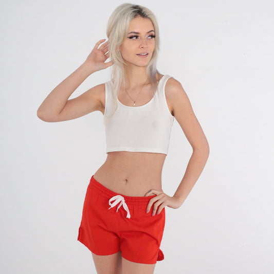 80s Red Dolphin Shorts Drawstring Jogging Athletic Small