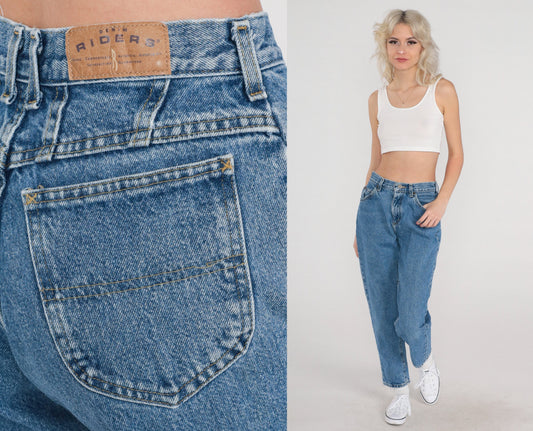 Lee Riders 90s High Waist Tapered Jeans Blue Denim Small