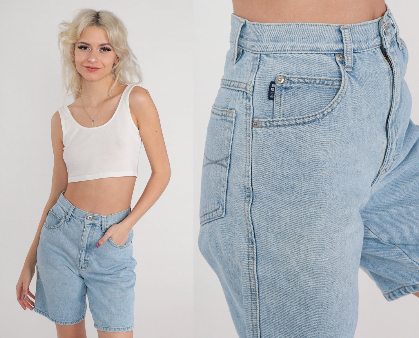 90s Bugle Boy High-Waisted Denim Shorts Blue Small