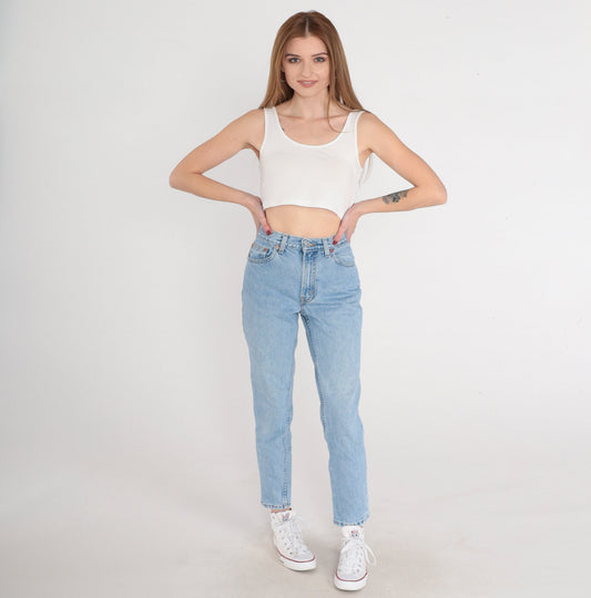 90s Gap Tapered Mom Jeans Light Wash Blue Denim Mid Rise Extra Small