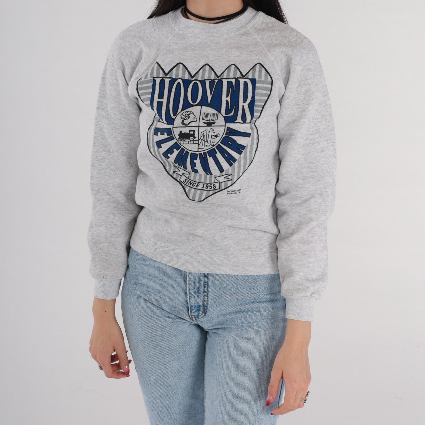 90s Hoover Elementary School Bartlesville Oklahoma Sweatshirt Grey Raglan XS