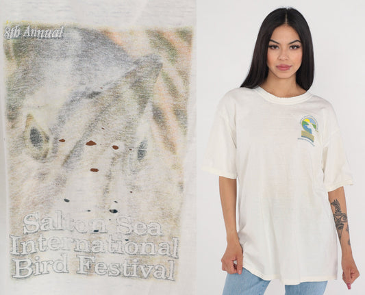 Y2K Salton Sea International Bird Festival Graphic Tee Cotton Large L