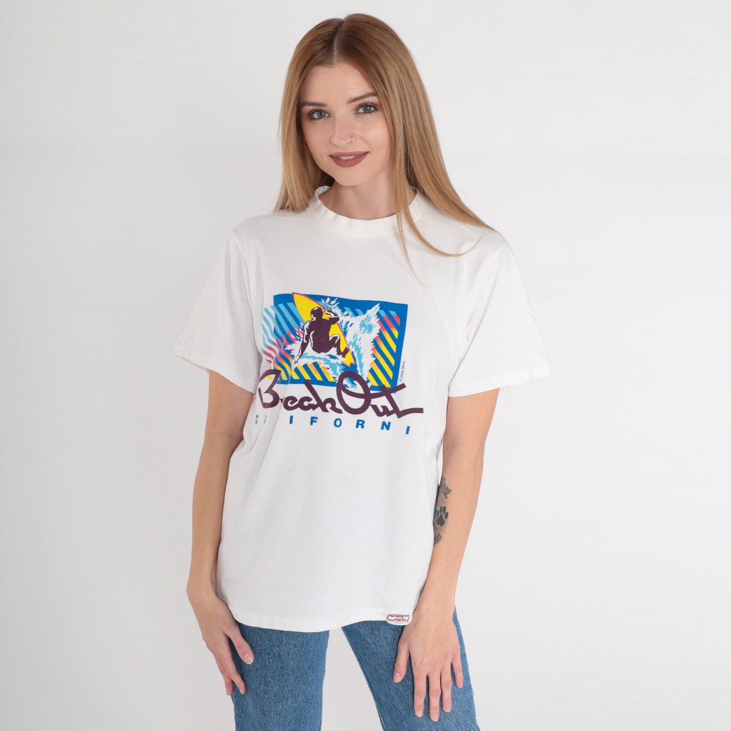 90s Crazy Shirts Break Out California Surfer Graphic Tee Cotton Medium M