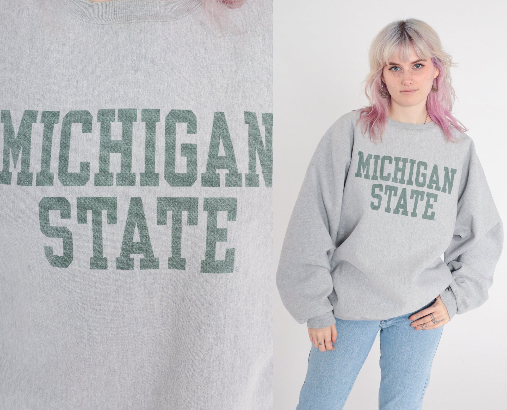 00s Michigan State Spartans Sweatshirt Steve & Barry's Heather Grey Large