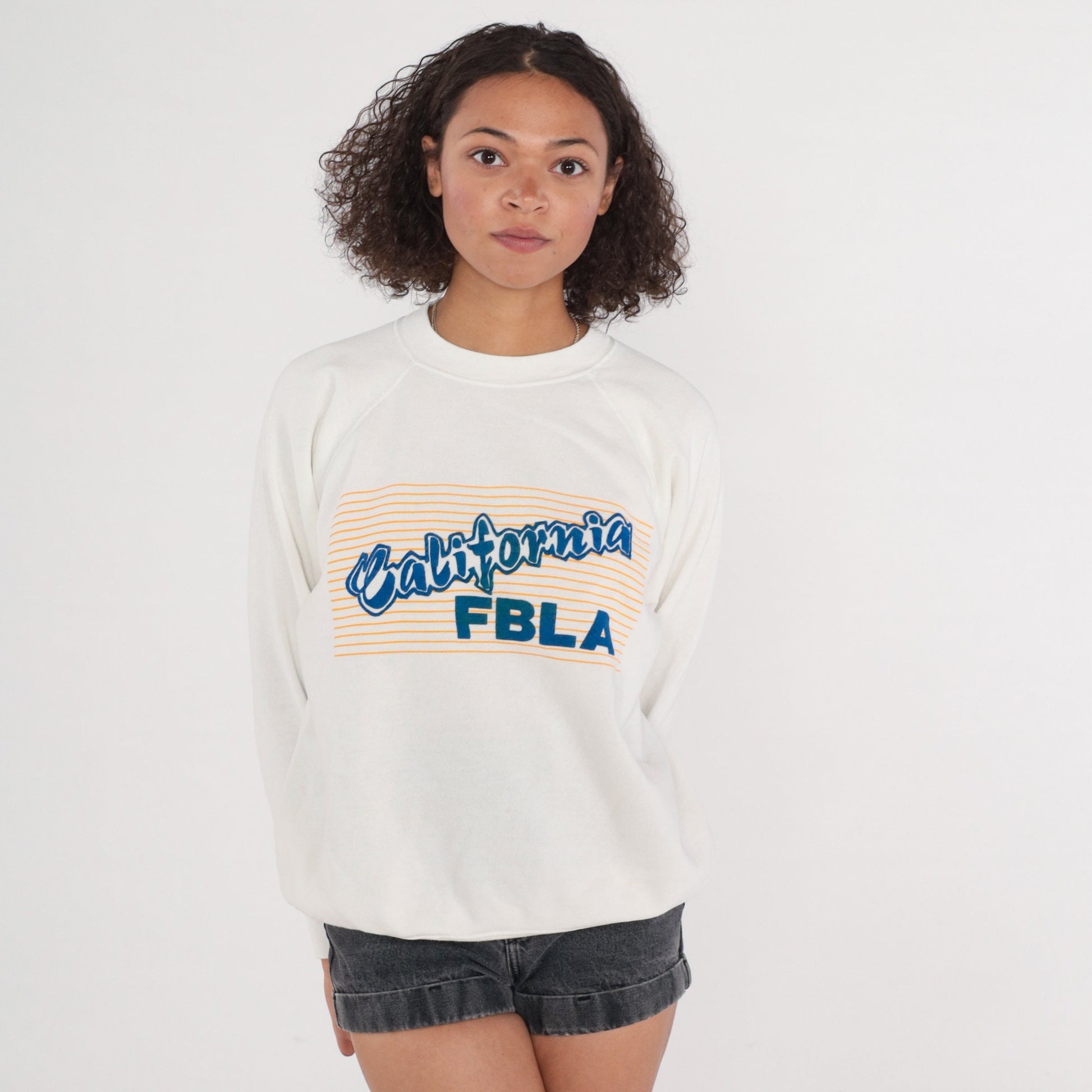 90s California FBLA Future Business Leaders Sweatshirt White Raglan Large L