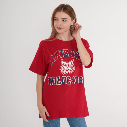 90s Arizona Wildcats University T-Shirt Red Graphic Tee Medium M