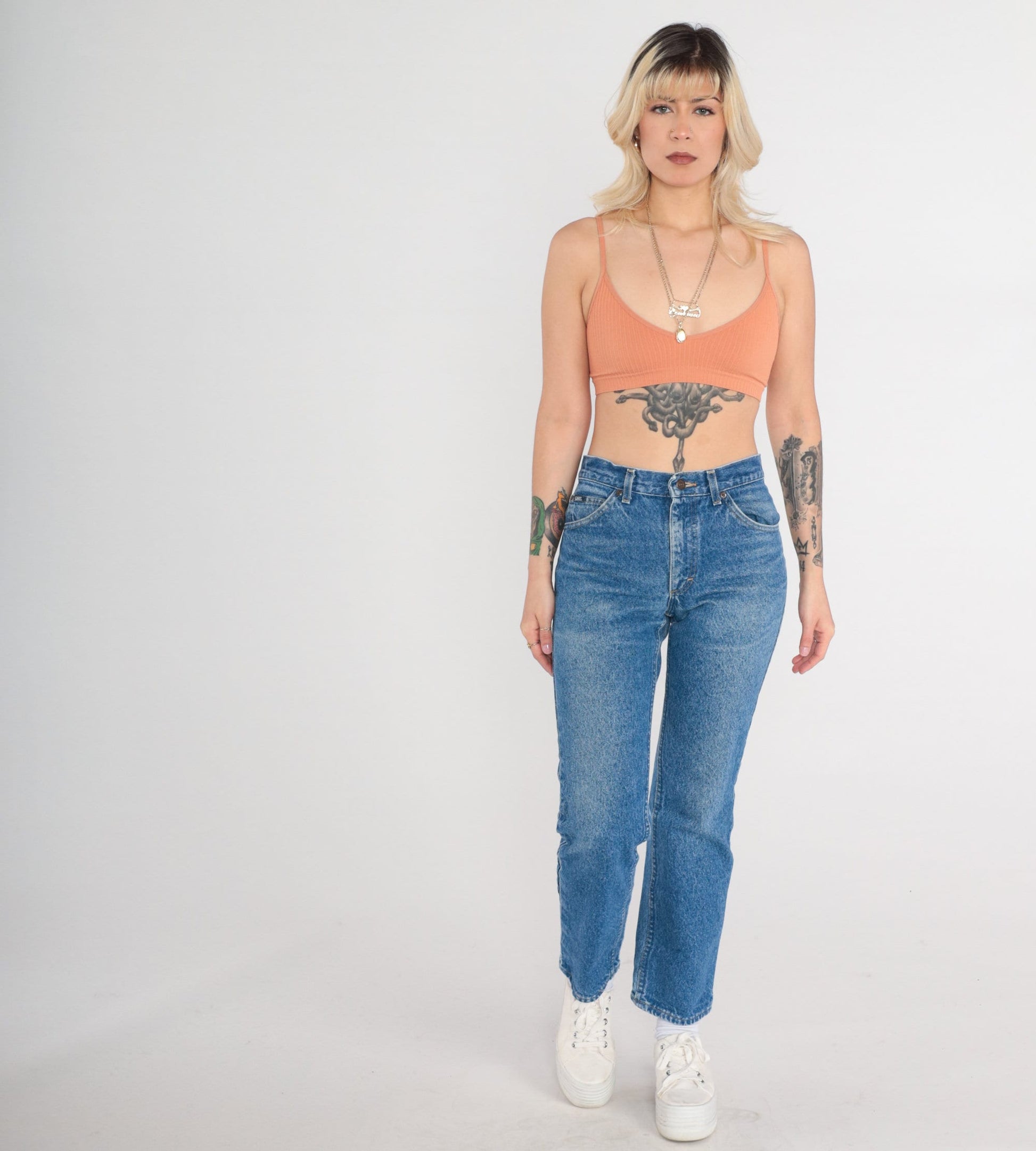 90s Lee Mom Jeans Mid Rise Straight Leg Blue Denim Small