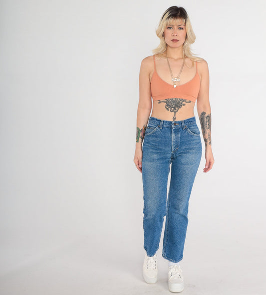 90s Lee Mom Jeans Mid Rise Straight Leg Blue Denim Small