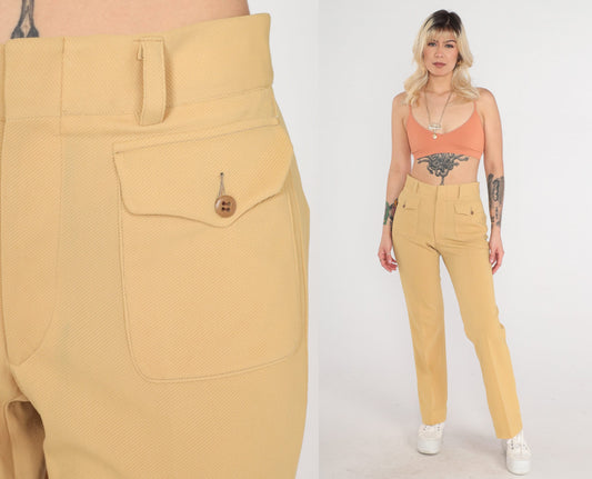 70s Sand Bell Bottom Flare Pants High Rise Vintage Small S