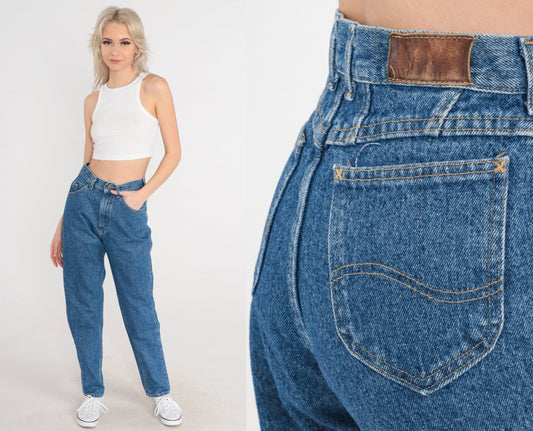 Lee Tapered High-Waist Jeans 90s Stone Wash Blue Denim Small 6