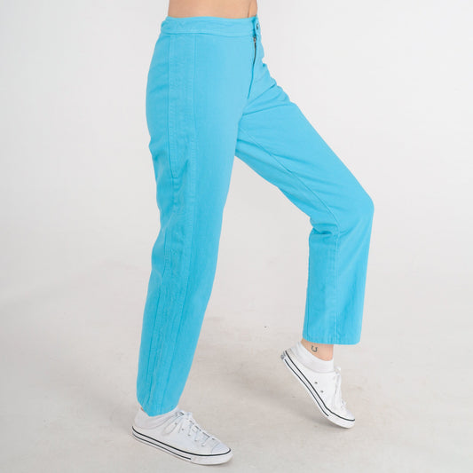 90s Kenzo Bright Blue Mid Rise Straight Leg Jeans Extra Small