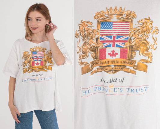 90s Prince's Trust Robes of the Realm Graphic T-Shirt White North America Large L