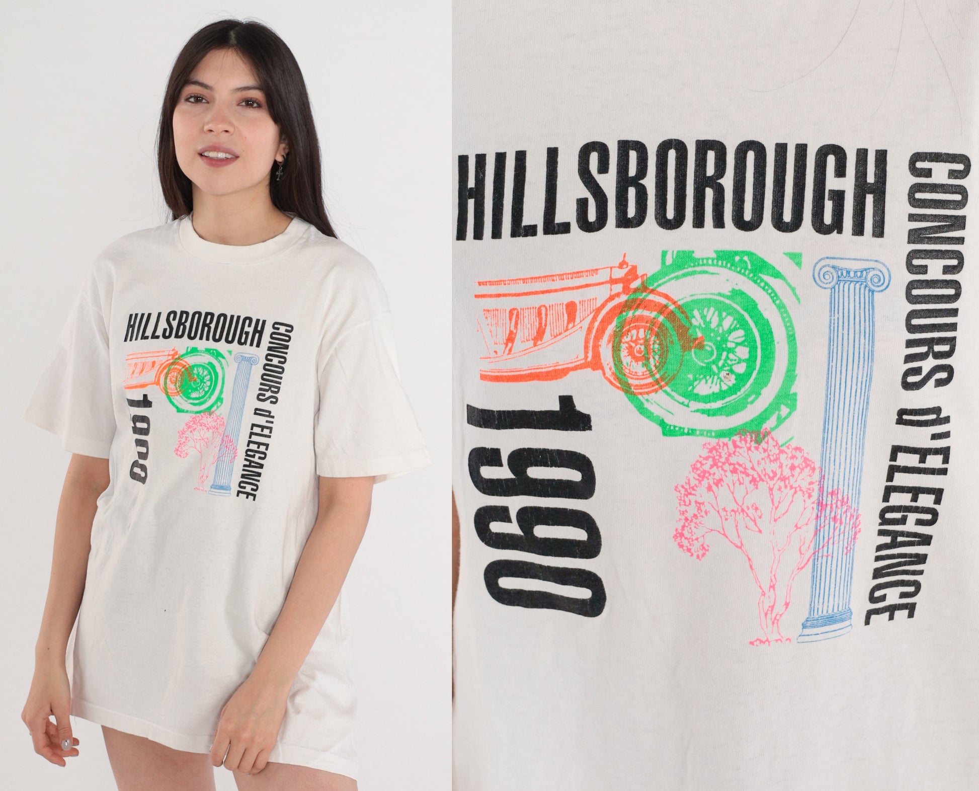 1990 Hillsborough Concours D'Elegance Classic Car Show Graphic Tee Cotton Large
