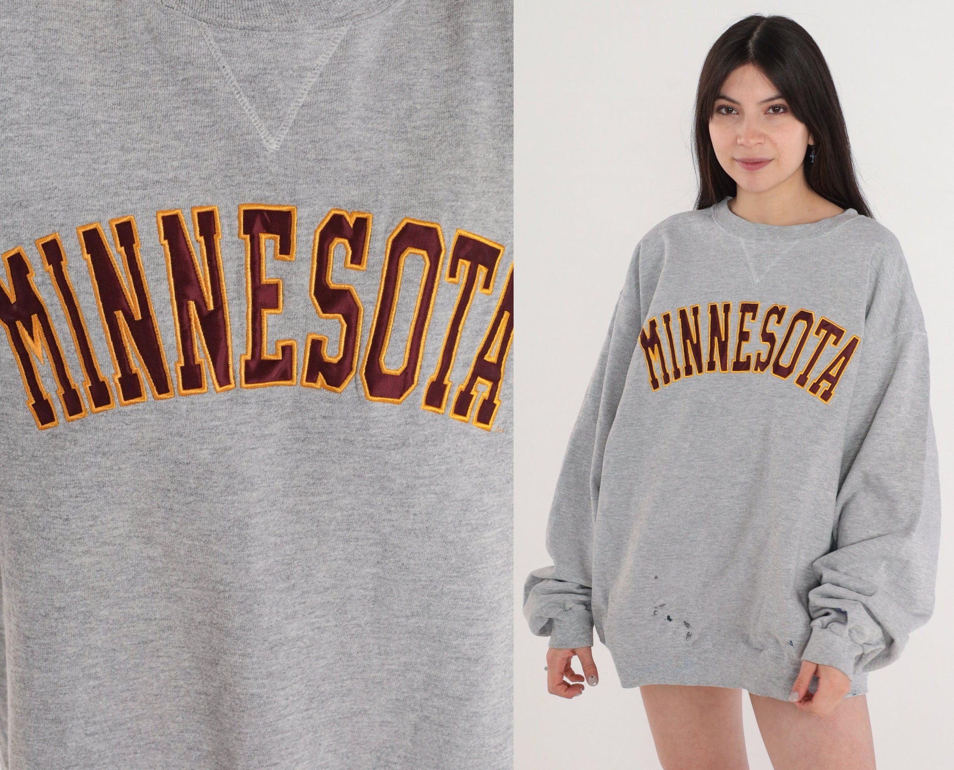 00s Champion Minnesota Golden Gophers Sweatshirt Heather Grey XL