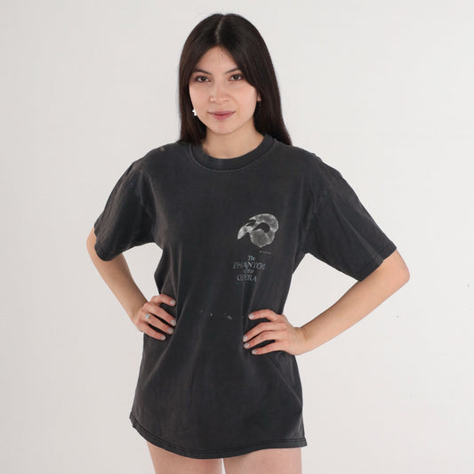 Phantom of the Opera Broadway Musical Graphic Tee Black Cotton Medium