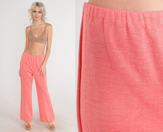 70s Pink High-Waist Bell Bottom Trousers Medium M